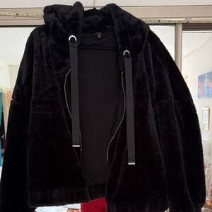 Express Black Faux Fur Hooded Jacket